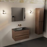 Mondiaz Aivy badmeubel 80cm mocha met wastafel solid surface urban midden zonder kraangat en spiegel - thumbnail