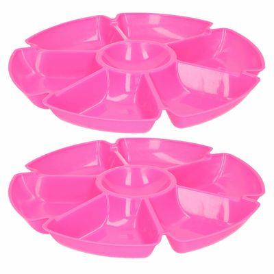Excellent Houseware Hapjes/chips serveerschaal - set 2x stuks - fuchsia - 29 cm