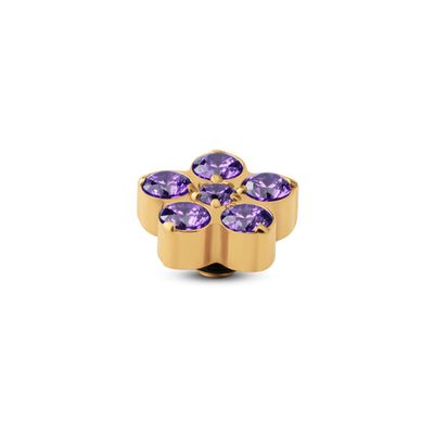 Melano Twisted Frozen Star CZ Steentje Purple Goud