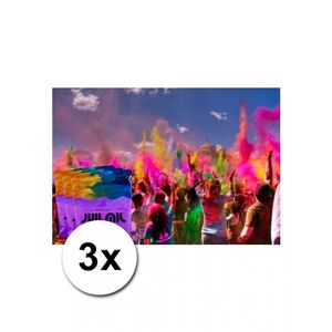 3 zakjes Holi festival kleurpoeder paars