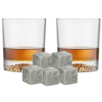 Luxe whiskyglazen set 4x stuks 290 ml met 9x whisky ijsblokstenen - thumbnail