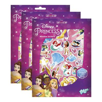 Totum Disney Princess auto raamstickers - 135x stuks - prinsessen thema - voor kinderen