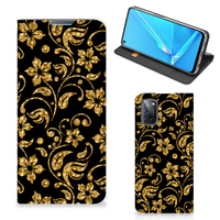 OPPO A52 | A72 Smart Cover Gouden Bloemen