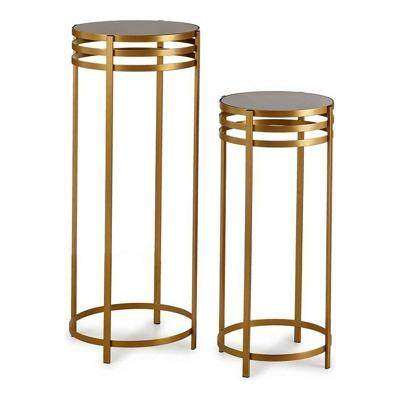 Set van 2 tafels Gift Decor JY19347BG JY19347BG Zwart Gouden Metaal Kristal 42,5 x 105 x 42,5 cm