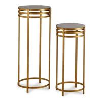 Set van 2 tafels Gift Decor JY19347BG JY19347BG Zwart Gouden Metaal Kristal 42,5 x 105 x 42,5 cm