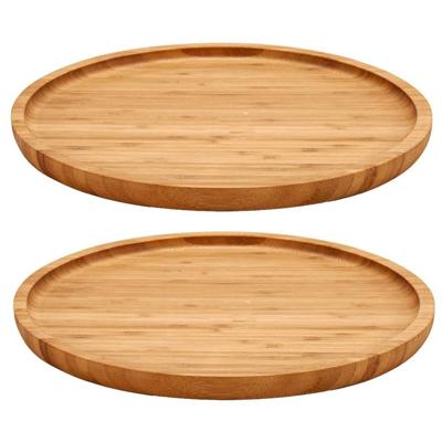 Broodplank/serveerplank/hamplank - Set van 2x stuks - bamboe hout - rond - 30 cm