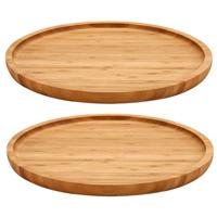 Broodplank/serveerplank/hamplank - Set van 2x stuks - bamboe hout - rond - 30 cm