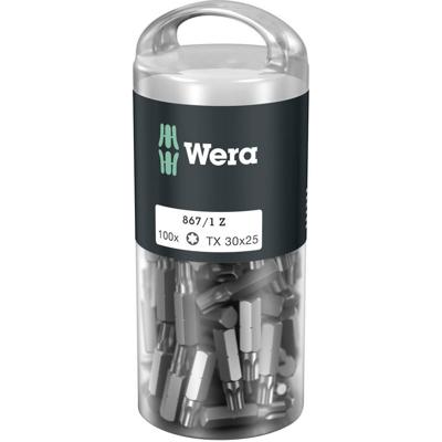 Wera 867/1 Z TORX® DIY 100 SiS 867/1 Z (100xTX30/25) DIY Box TORX-Bits Torx-bit T 30 Gereedschapsstaal Gelegeerd, Taai D 6.3 100 stuk(s)
