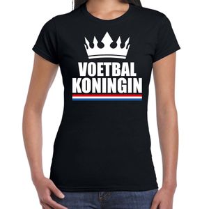 Voetbal koningin t-shirt zwart dames - Sport / hobby shirts 2XL  -