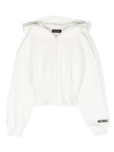 Monnalisa hoodie zippé à logo imprimé - Blanc