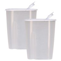 Voedselcontainer strooibus - 2x - wit - 2,2 liter - kunststof - 20 x 9,5 x 23,5 cm