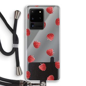 Framboosjes: Samsung Galaxy S20 Ultra Transparant Hoesje met koord