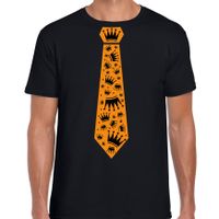 Koningsdag t-shirt - kroontjes stropdas - heren - zwart - thumbnail