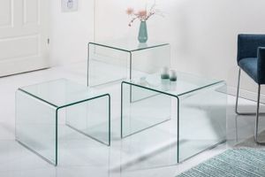 Designset van 3 glazen salontafels FANTOME 60cm bijzettafels transparant - 22864