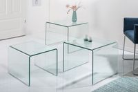 Designset van 3 glazen salontafels FANTOME 60cm bijzettafels transparant - 22864 - thumbnail