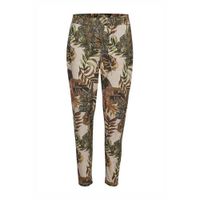 Cream tapered fit broek met all over print groen/multi - thumbnail