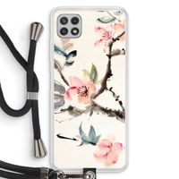 Japanse bloemen: Samsung Galaxy A22 4G Transparant Hoesje met koord Japanse bloemen: Samsung Galaxy A22 4G Transparant Hoesje met koord