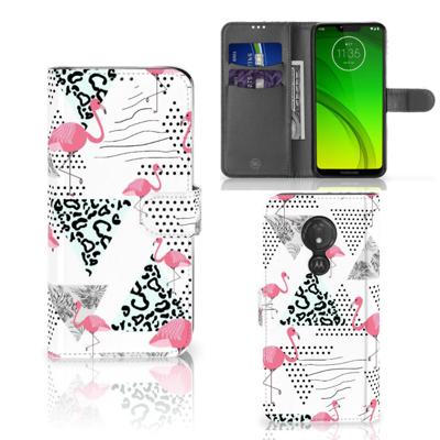 Motorola Moto G7 Power | Telefoonhoesje | Met pasjeshouder | Flamingo Triangle