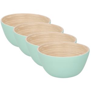 4x stuks bamboe snack schaaltje pastelgroen 10 cm