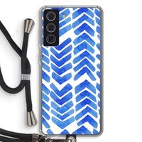 Blauwe pijlen: Samsung Galaxy S21 FE Transparant Hoesje met koord Blauwe pijlen: Samsung Galaxy S21 FE Transparant Hoesje met koord