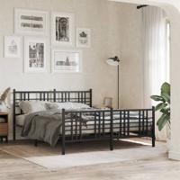 Bedframe met hoofd- en voeteneinde metaal zwart 150x200 cm