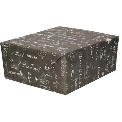 Kerst inpak/cadeaupapier rol - zwart - papier - 250 x 70 cm
