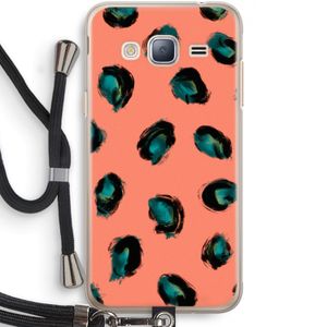 Pink Cheetah: Samsung Galaxy J3 (2016) Transparant Hoesje met koord