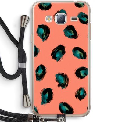 Pink Cheetah: Samsung Galaxy J3 (2016) Transparant Hoesje met koord