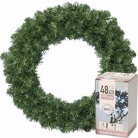 Kerstkrans groen 35 cm incl. verlichting helder wit 4m - thumbnail