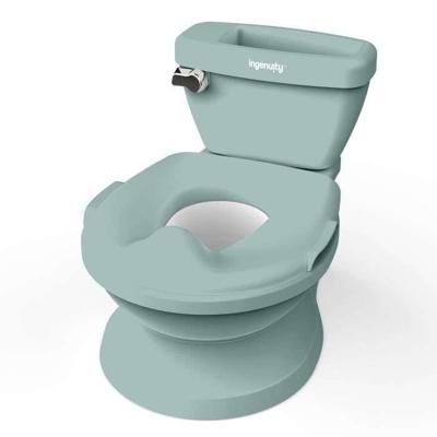 INGENUITY Mini kindertoilet met toiletverkleiner, muzikale spoeling en geïntegreerde opbergruimte voor doekjes Groen