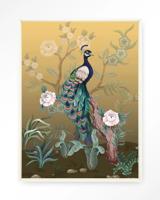 Urban Cotton Wandkleed 'Peacock' 145 x 190cm in Floating Frame - off white