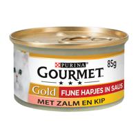 Purina Gourmet Gold - Fijne Hapjes in Saus - Zalm en Kip - 24 x 85 g