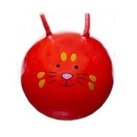Skippybal met dieren gezicht rood 46 cm   - - thumbnail