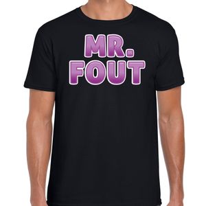 Bellatio Decorations verkleed t-shirt voor heren - Mr. Fout - zwart/paars - carnaval 2XL  -