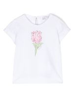 Monnalisa t-shirt à fleurs strassées - Blanc