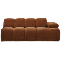 Woood Mojo 2-zits bank arm rechts ribstof Roestbruin