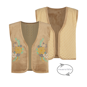 MAYCE zomer reversibel gilet meisjes - taupe - velvet