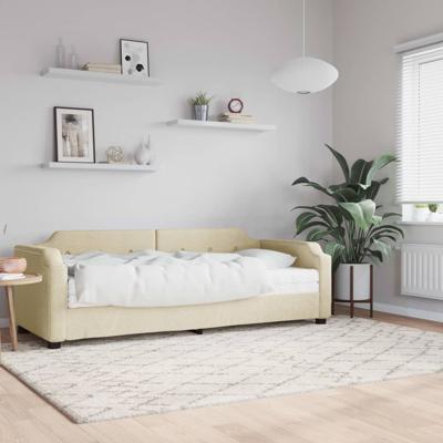 Slaapbank met matras 80x200 cm stof crèmekleurig