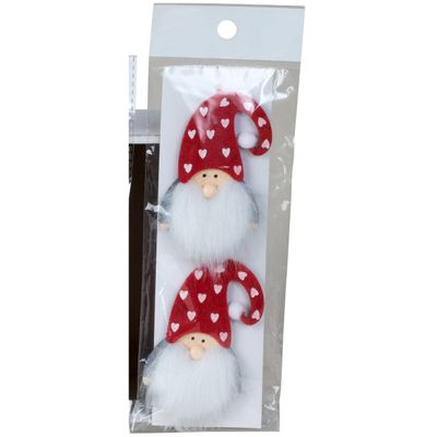 Kersthangers - gnomes/kabouters - 2x st- hartjes muts - vilt -7 cm