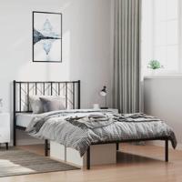 Bedframe met hoofdbord metaal zwart 100x200 cm