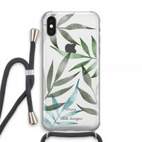 Tropical watercolor leaves: iPhone XS Max Transparant Hoesje met koord