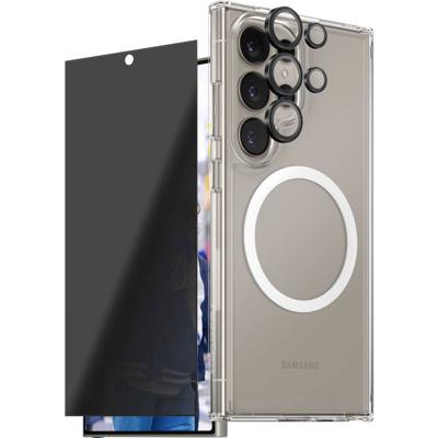PanzerGlass CARE Flagship 3-in-1 Set (hoesje + beschermglas) Samsung Galaxy S25 Ultra Transparant, Zwart Inductieve lading, Stootbestendig
