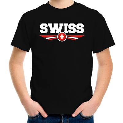Zwitserland landen supporters t-shirt - zwart - kinderen - Fan kleding - EK / WK / Olympische spelen