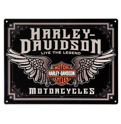 Harley-Davidson Winged Bar & Shield Tinnen Bord Met Reliëf - 30 x 40 cm LAATSTE STUKS