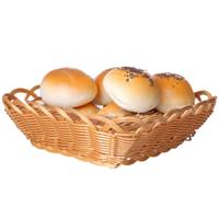Brood/fruit mandje - gevlochten kunststof - lichtbruin - vierkant - L29 x B29 x H9 cm - broodmand Brood/fruit mandje - gevlochten kunststof - lichtbruin - vierkant - L29 x B29 x H9 cm - broodmand