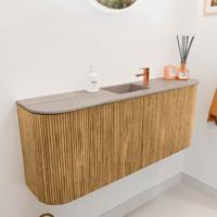 Toiletmeubel Mondiaz Joya Dlux | 103.2 cm | Meubelkleur Oak | Faye wastafel Saba Wasbak Midden | 1 kraangat