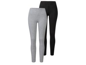 esmara 2 dames leggings (L (44/46), Zwart/grijs)