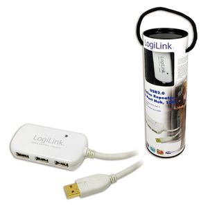 LogiLink USB-kabel USB 2.0 USB-A stekker, USB-A bus 12.00 m Wit Vergulde steekcontacten, UL gecertificeerd UA0108