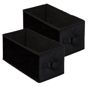 Set van 4x stuks opbergmand/kastmand 7 liter zwart polyester 31 x 15 x 15 cm