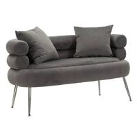 Silvery Sofa 2 plaatsen in metaal en fluweel met kussens